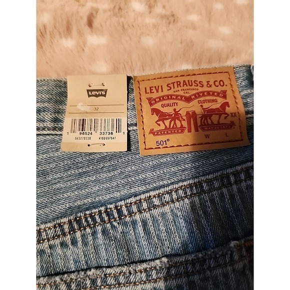 NWT Levi’s 501 High Rise Denim Shorts Pin Striped-Size 32 - Picture 4 of 5
